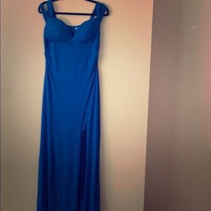Navy blue long prom dress